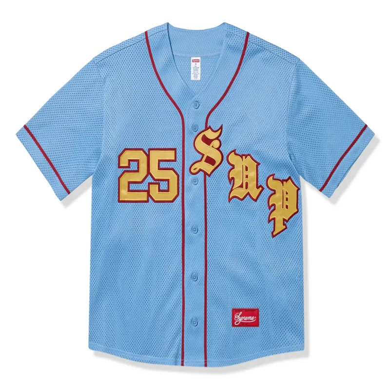 Supreme Old English Blue Baseball Jersey sold by Addict Sneakers