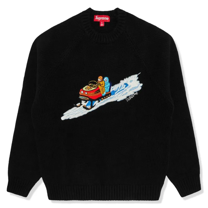 Supreme Snowmobile Black Knit Sweatshirt made by Supreme