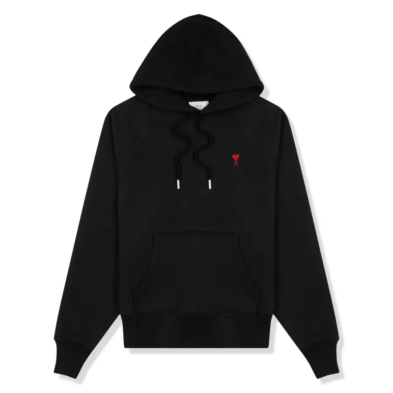 Ami Paris Ami De Coeur Logo Cotton Black Hoodie sold by Addict Sneakers