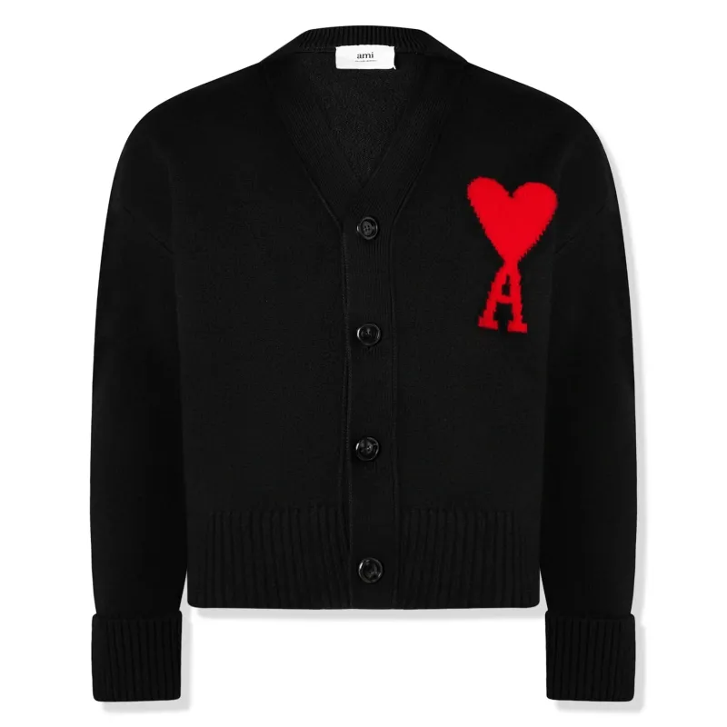 Ami Paris Ami De Coeur Black Red Cardigan sold by Addict Sneakers