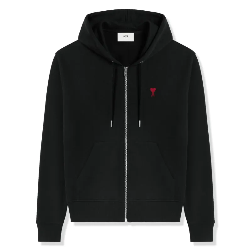 Ami Paris Ami De Coeur Cotton Black Zip-Up Hoodie sold by Addict Sneakers