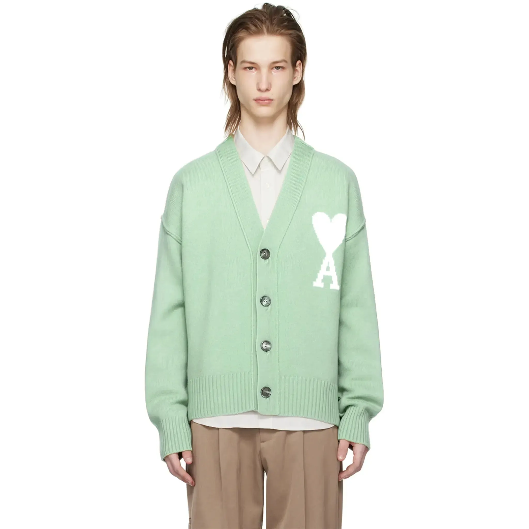 Ami Paris Ami De Coeur Green Cardigan sold by Addict Sneakers product image thumbnail 3