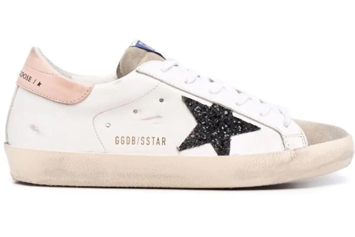 Golden Goose Super-Star White Black Glitter (Women's) made by Golden Goose