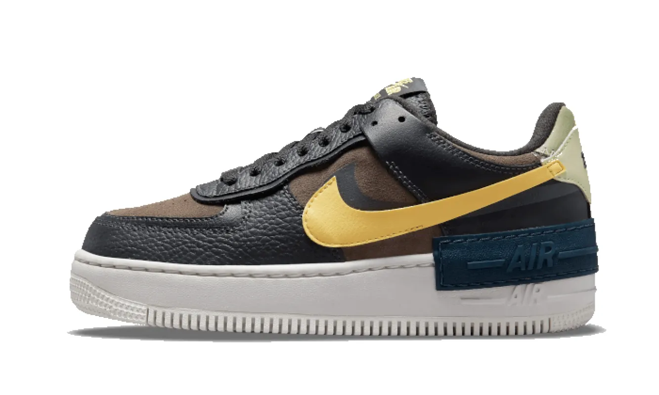 Nike Air Force 1 Shadow Black Brown Yellow made by Nike