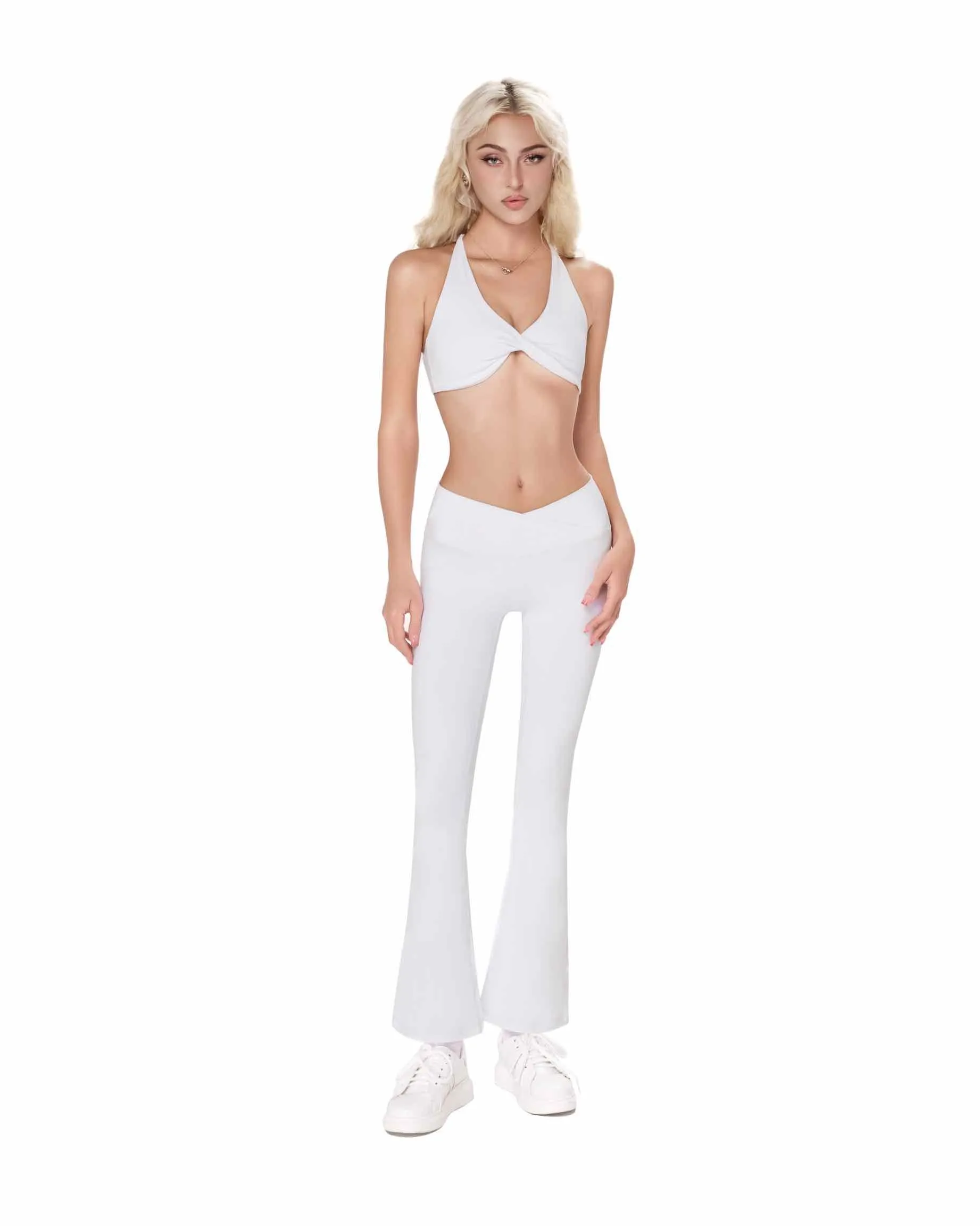 Zoe Petite Scrunch Flare Leggings - White sold by Cosette di Ames