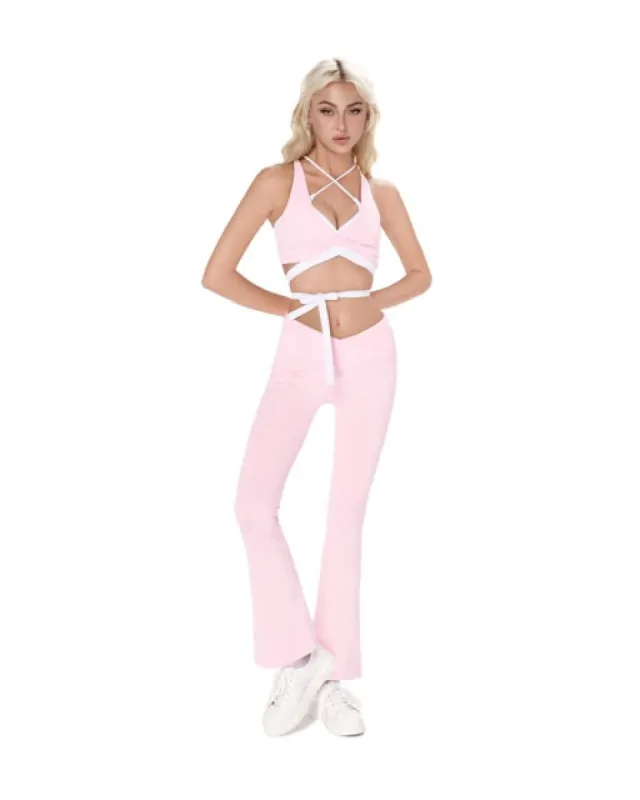 Zoe Petite Scrunch Flare Leggings - Pink sold by Cosette di Ames
