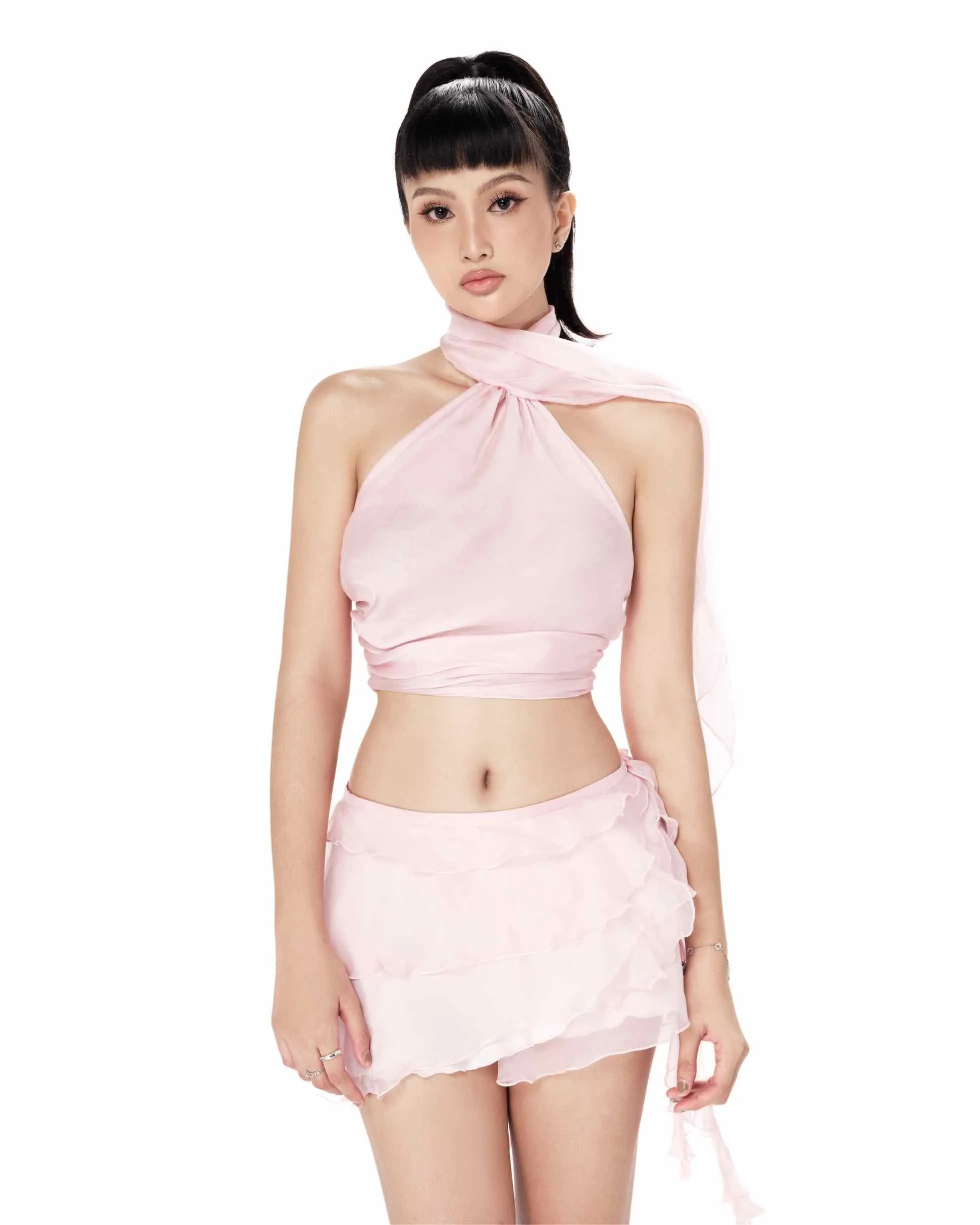 Volante Silk Chiffon Top - Pink sold by Cosette di Ames