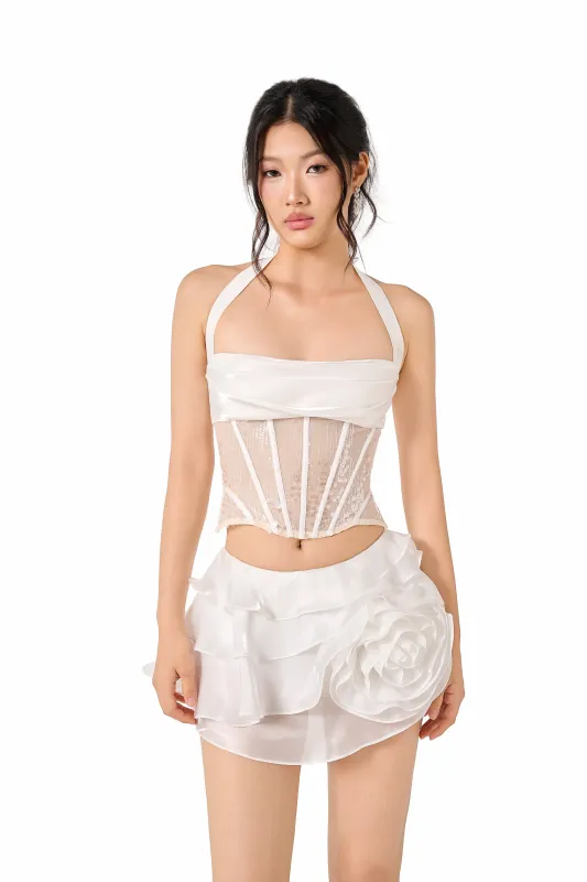 Roselène Sequin Corset - White sold by Cosette di Ames