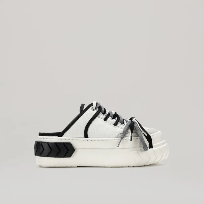 both - TYRES PLATFORM MULTI-LACED MULES-BLACK/WHITE sold by both
