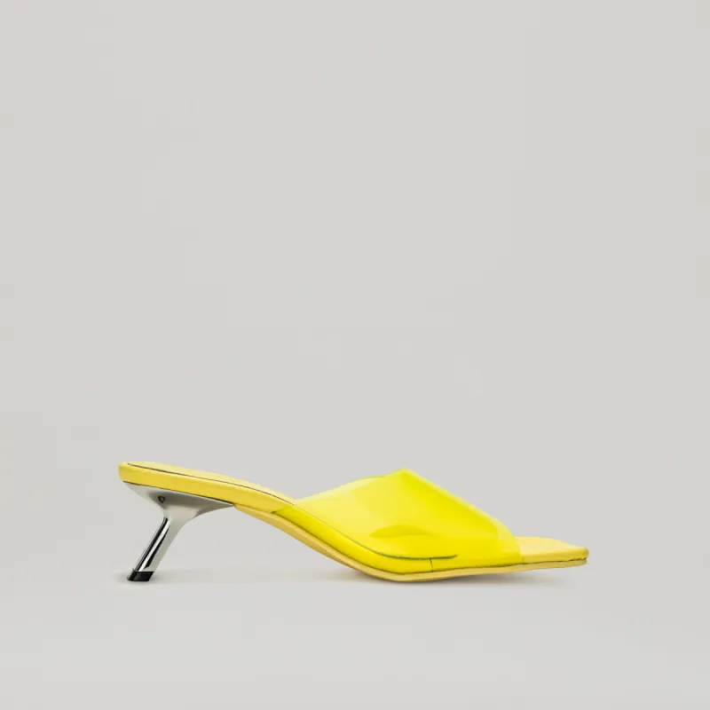 both - 40MM KITTEN HEELED PVC MULE-YELLOW sold by both
