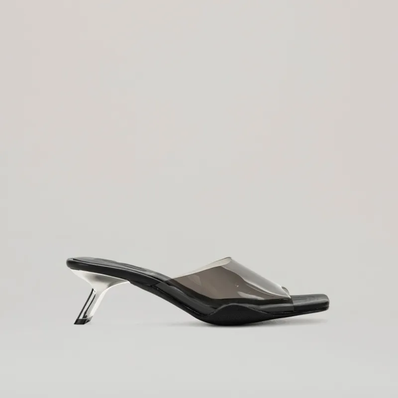 both - 40MM KITTEN HEELED PVC MULE-BLACK sold by both