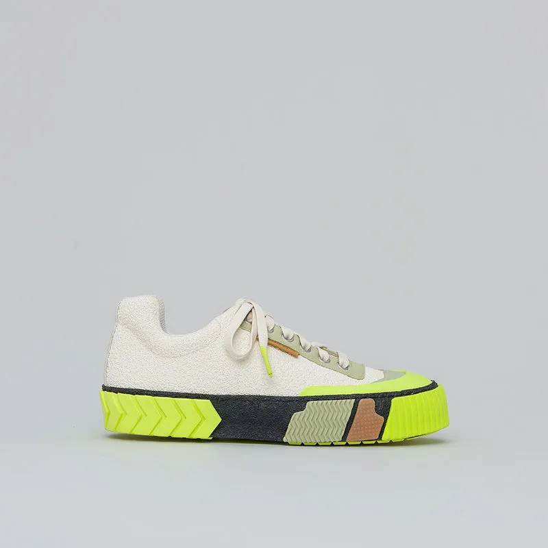 both - BROKEN-C LOW TOP-STONE WHITE/NEON YELLOW sold by both