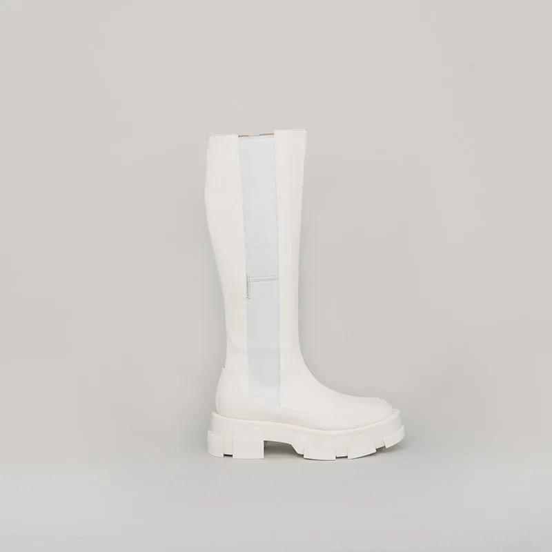 both - GAO PLATFORM KNEE BOOTS-WHITE sold by both