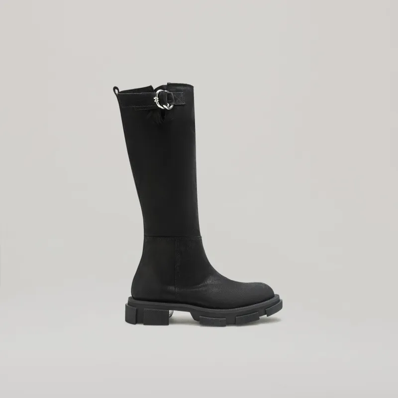 both - GAO PIERCED KNEE BOOT-BLACK sold by both