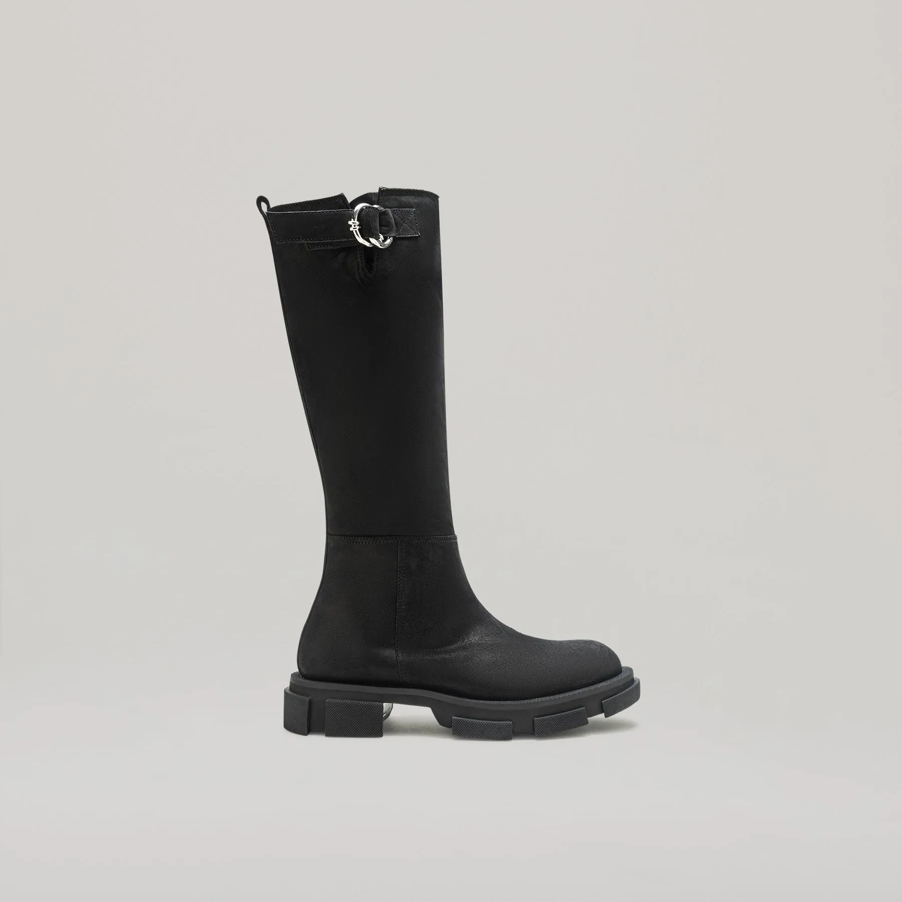both - GAO PIERCED KNEE BOOT-BLACK sold by both
