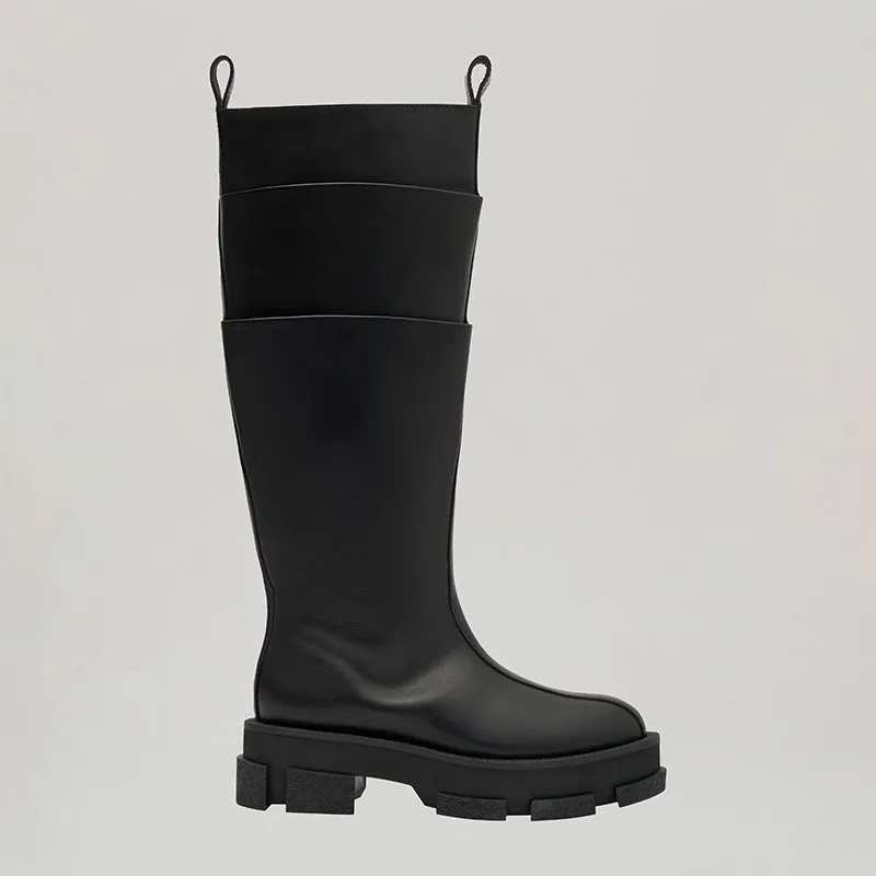 both x DION LEE-GAO PLATFORM CARGO KNEE BOOT - BLACK/BLACK made by both