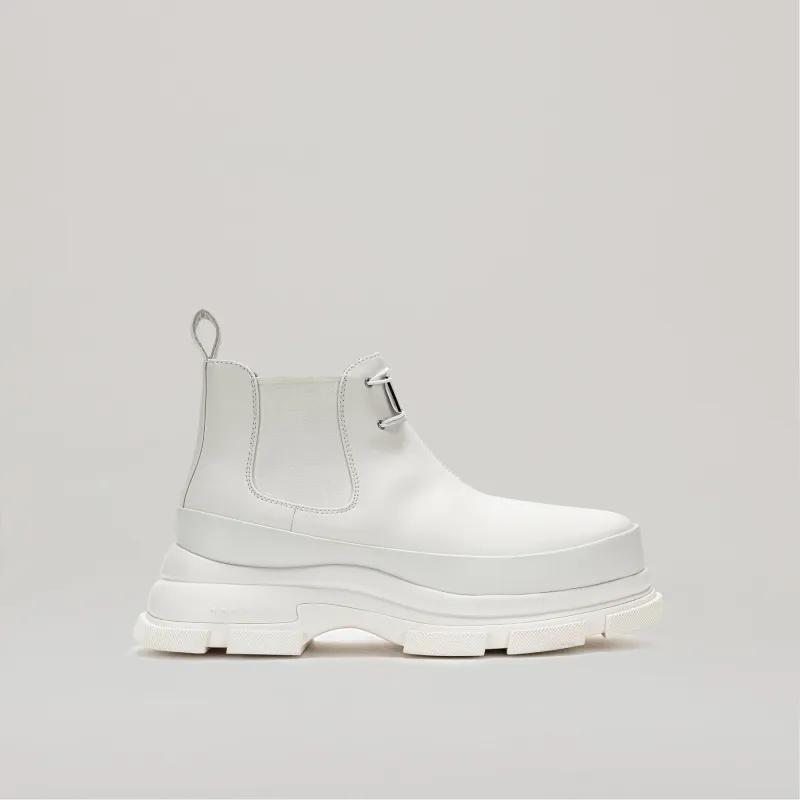 both - GAO EVA METAL LOGO ANKLE BOOT-WHITE/WHITE sold by both