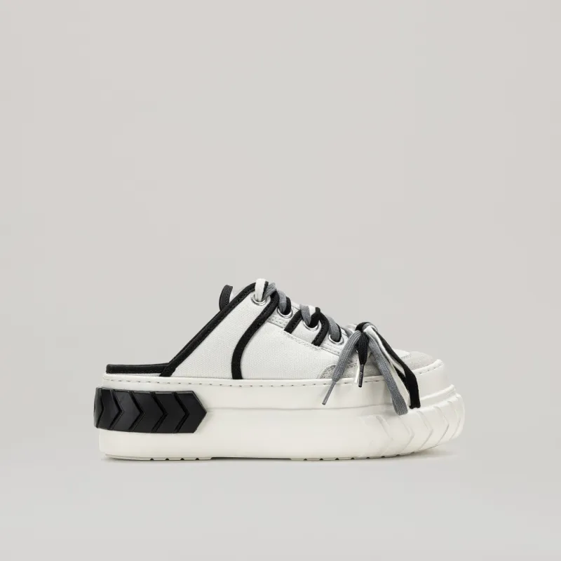 both - TYRES PLATFORM MULTI-LACED MULES-BLACK/WHITE sold by both