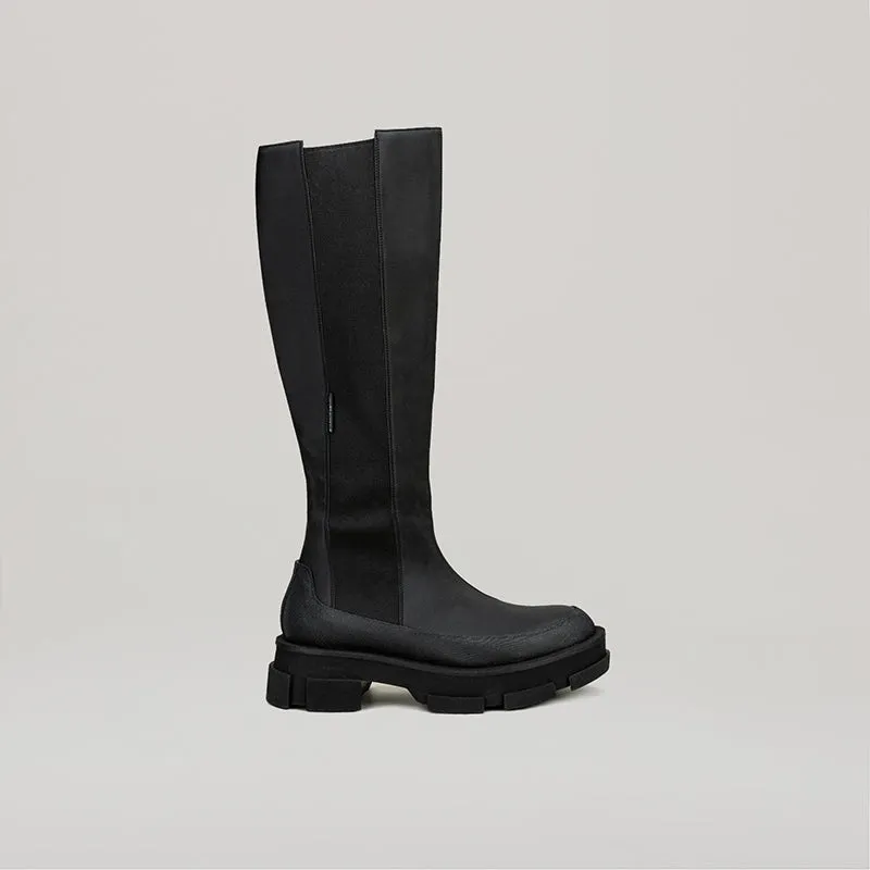 both - GAO PLATFORM KNEE BOOTS-BLACK sold by both