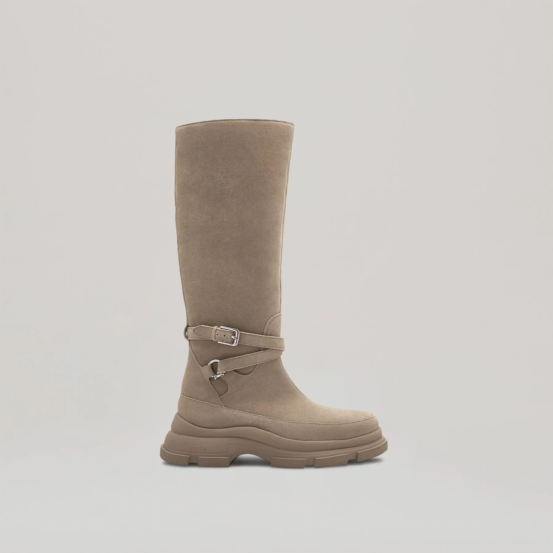 both - GAO EVA LEATHER KNEE BOOTS-KHAKI/KHAKI sold by both