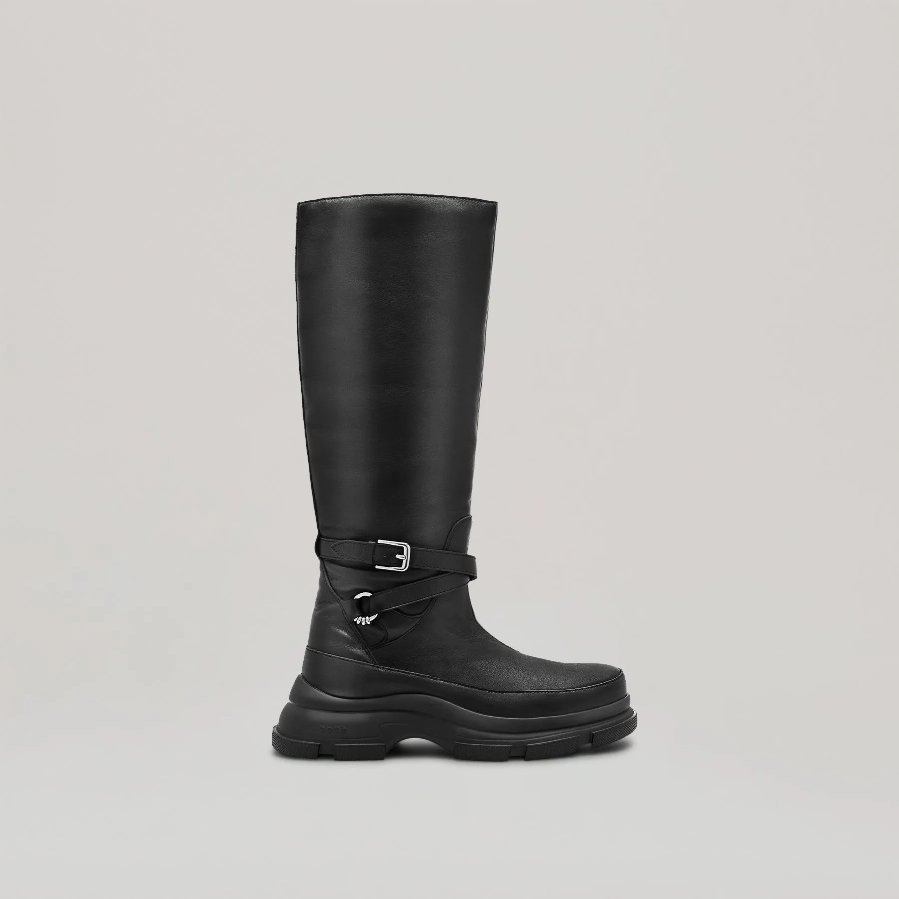 both - GAO EVA LEATHER KNEE BOOTS-BLACK/BLACK sold by both