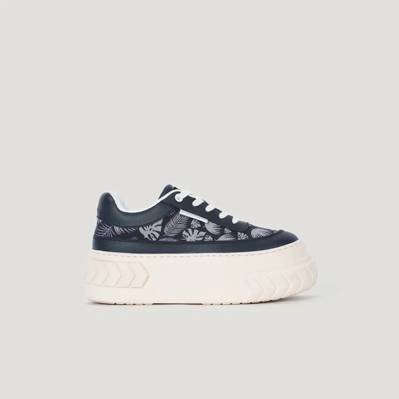 both - TYRES PLATFORM FOLIAGE PRINT SNEAKER-BLACK/BEIGE sold by both