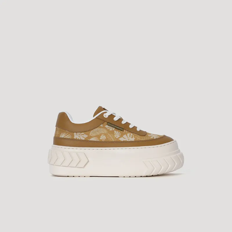 both - TYRES PLATFORM FOLIAGE PRINT SNEAKER-BROWN/BEIGE sold by both