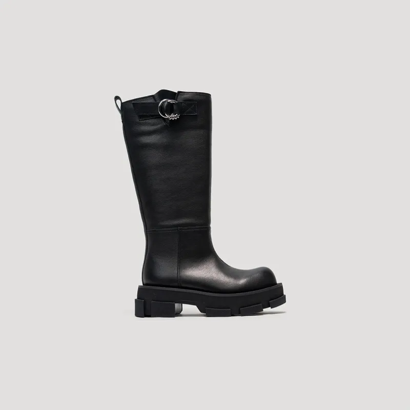 both - GAO PLATFORM HELIUM KNEE BOOTS WITH BUCKLE-BLACK/BLACK made by both