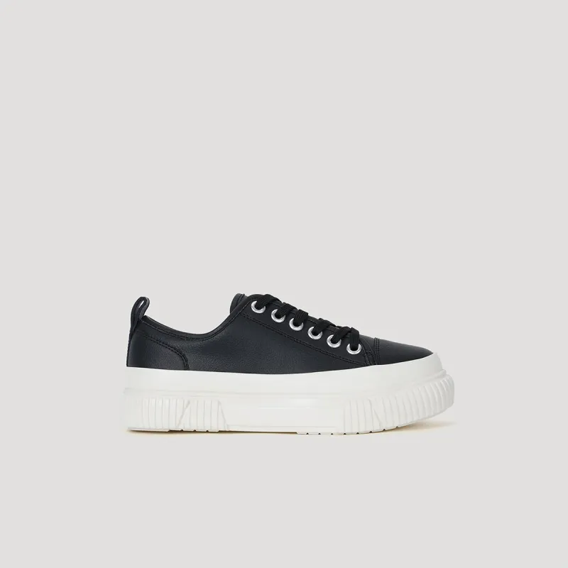 both - EVA PLATFORM SIGNATURE SNEAKER-BLACK/BEIGE made by both