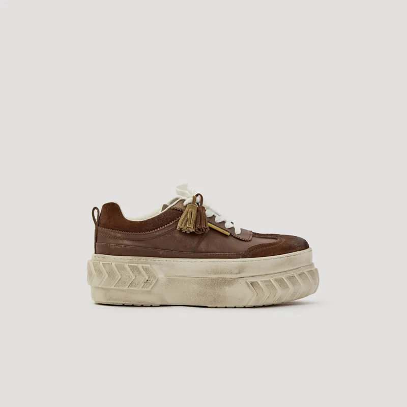 TYRES PLATFORM SUEDE SNEAKER - BROWN-RED/OFF-WHITE made by both