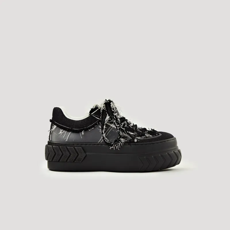 TYRES PLATFORM DENIM SNEAKER - BLACK/BLACK made by both