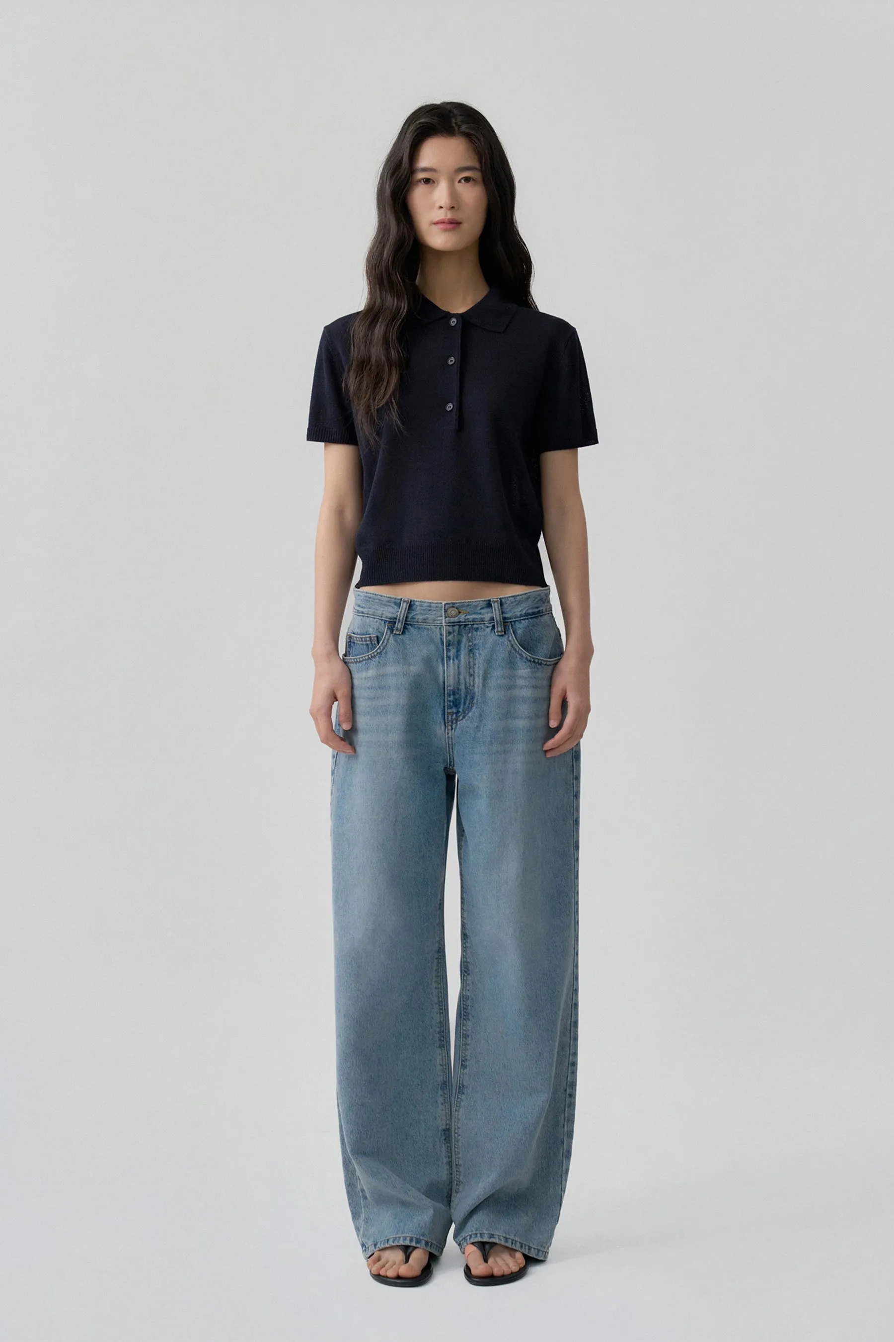 Linen Polo Knit Top sold by PVCS product image thumbnail 3
