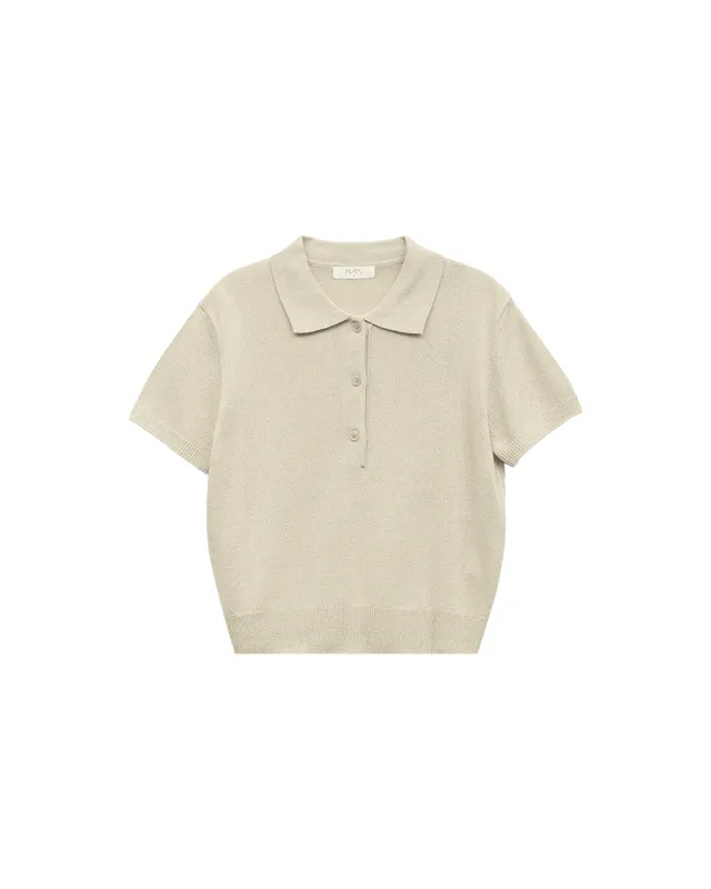 Linen Polo Knit Top made by PVCS