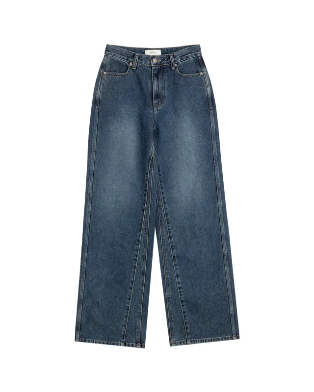 Opening Panel Wide Denim Pants made by PVCS