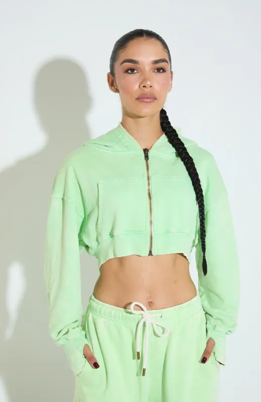 Juicy Crop Zip Hoodie / Neon Lime sold by Vintage Souls