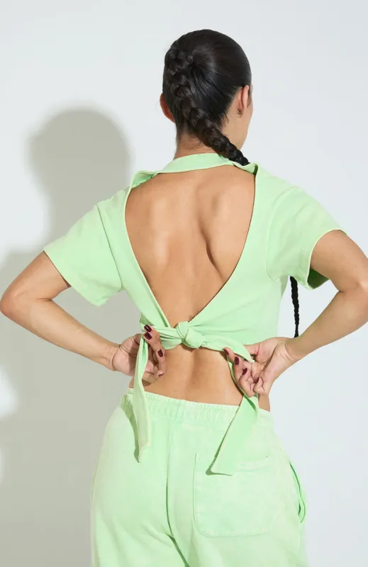 Juicy Backless Rib Crop / Neon Lime sold by Vintage Souls