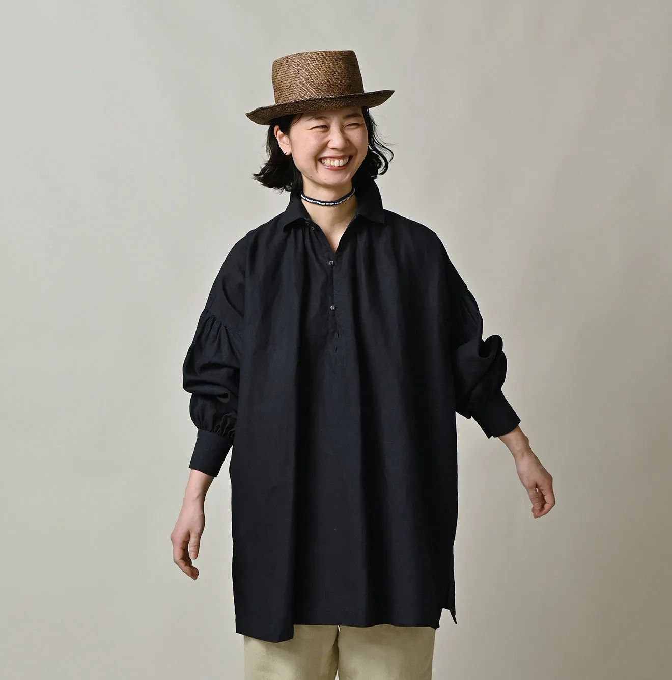 Indigo 60 Linen Smock Shirt sold by 45r product image thumbnail 3