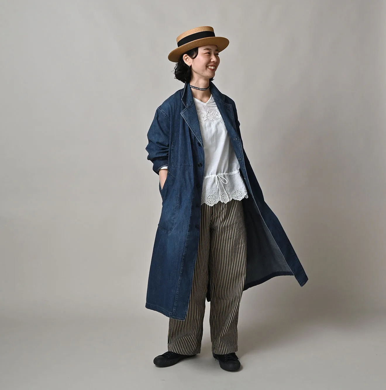 Indigo Mugihiko Denim 908 Work Coat Zyu sold by 45r product image thumbnail 5