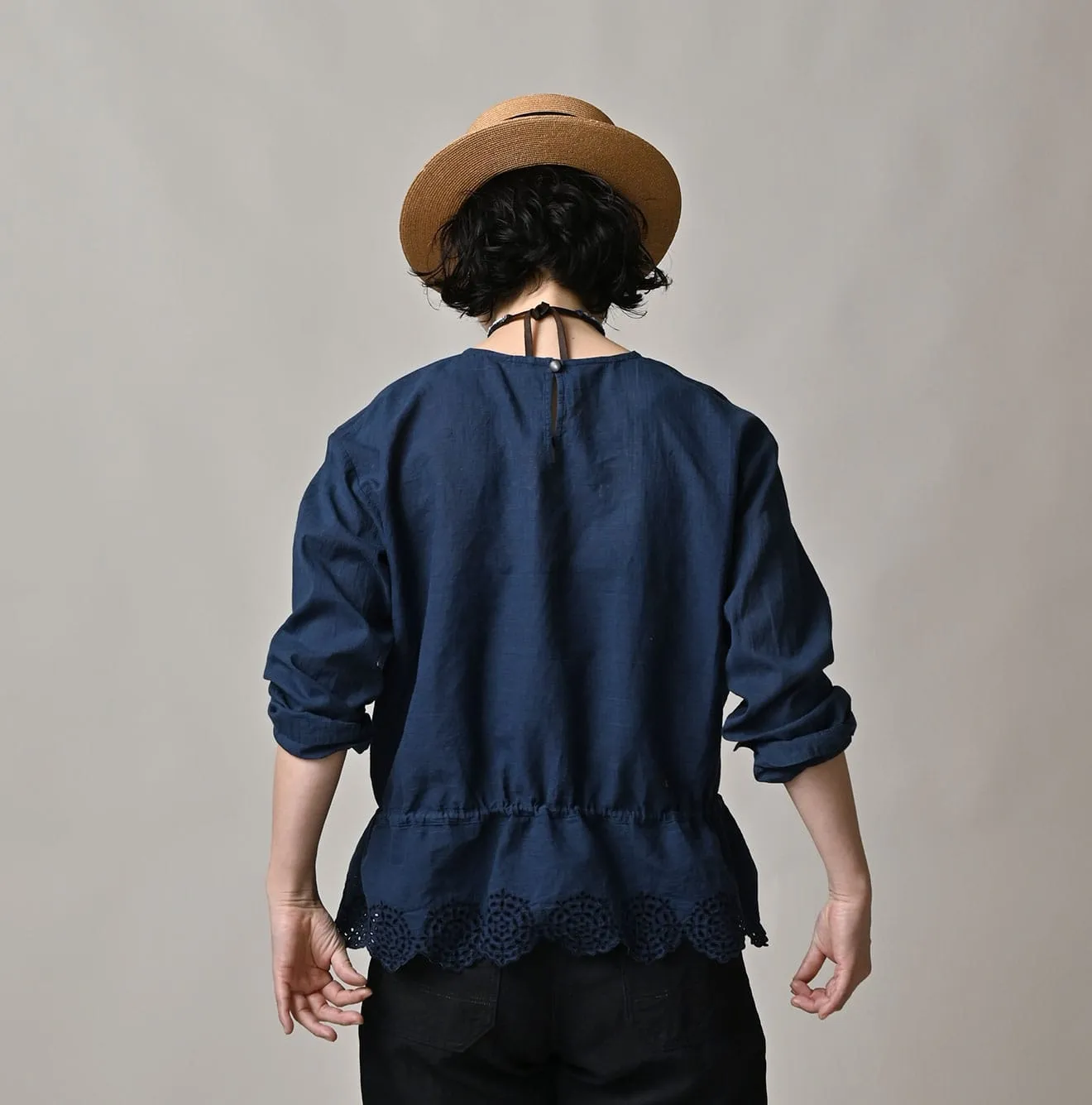 Ai Indigo Khadi Peplum Cutwork Embroidery M-Shirt sold by 45r product image thumbnail 5