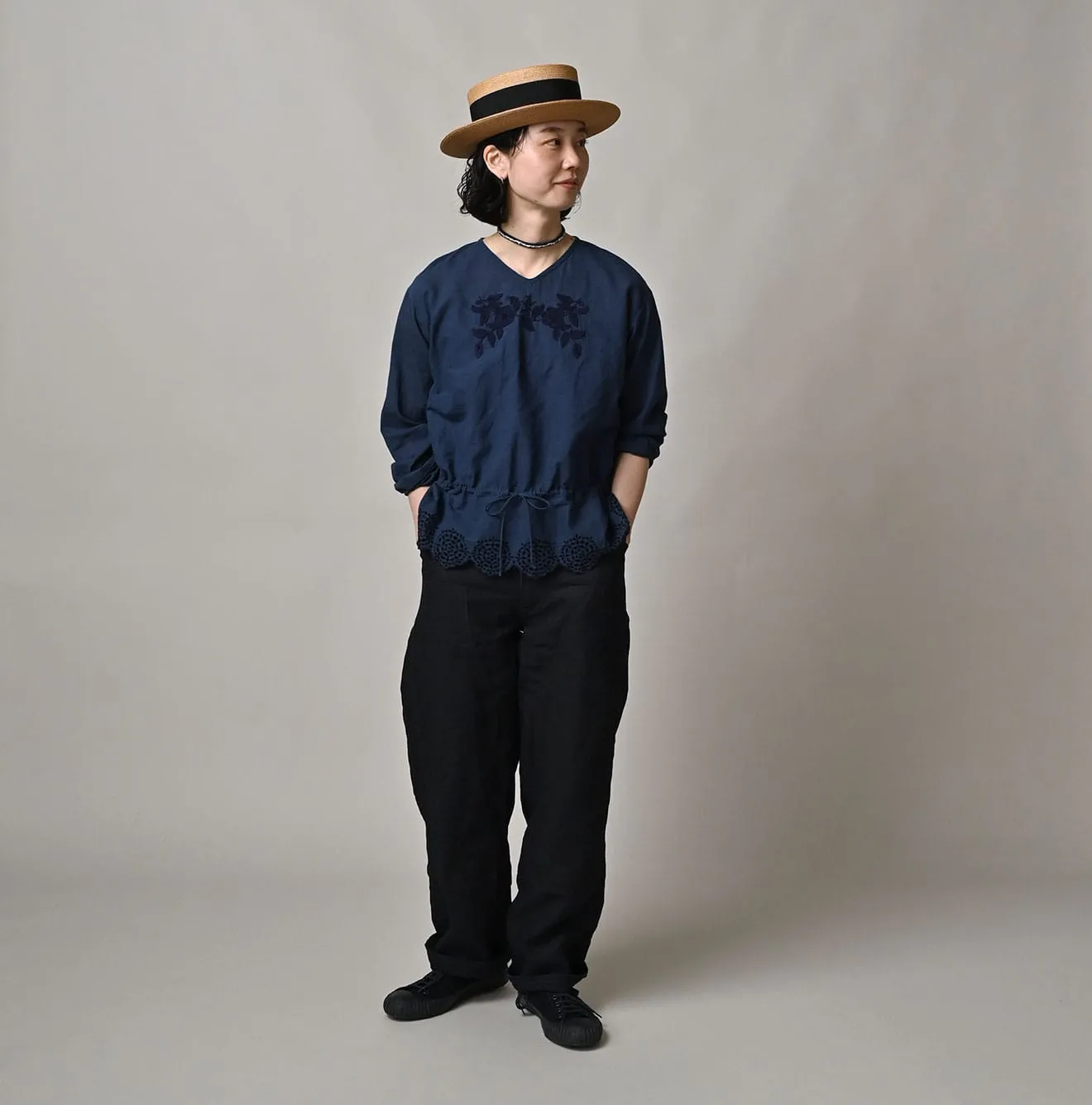 Ai Indigo Khadi Peplum Cutwork Embroidery M-Shirt sold by 45r product image thumbnail 2