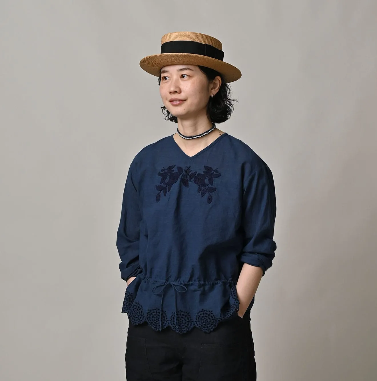 Ai Indigo Khadi Peplum Cutwork Embroidery M-Shirt sold by 45r product image thumbnail 3