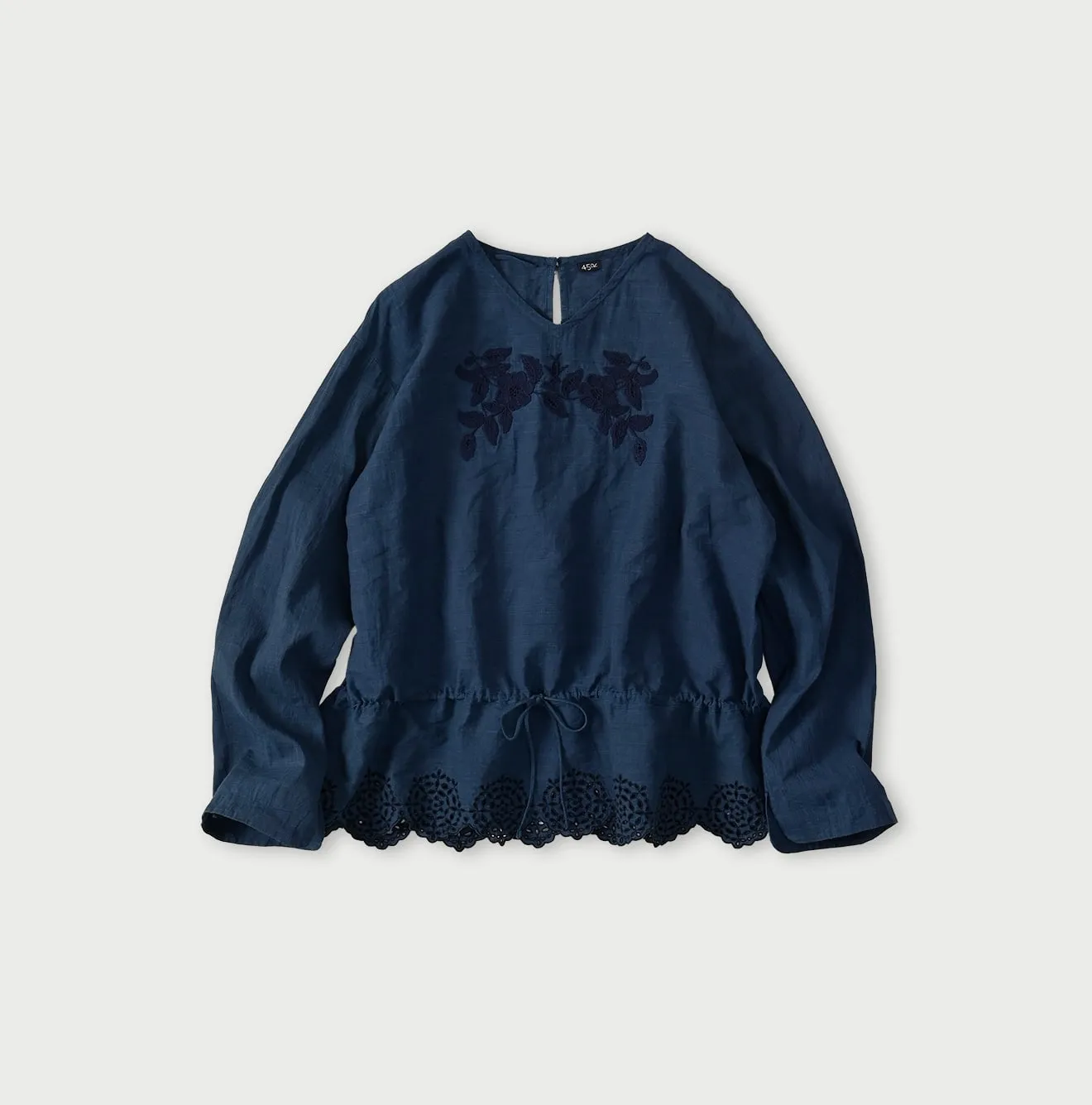 Ai Indigo Khadi Peplum Cutwork Embroidery M-Shirt sold by 45r