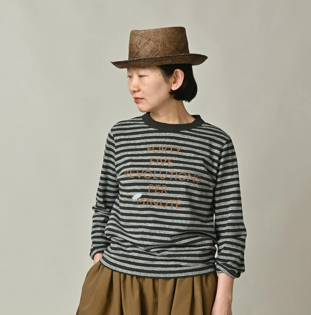 Stripe Square Print T-shirt (Top-dyed) sold by 45r product image thumbnail 3