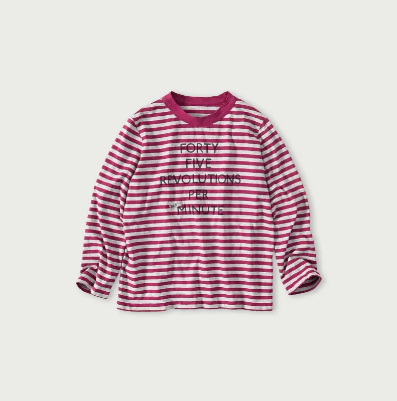 Stripe Square Print T-shirt (Top-dyed) made by 45r