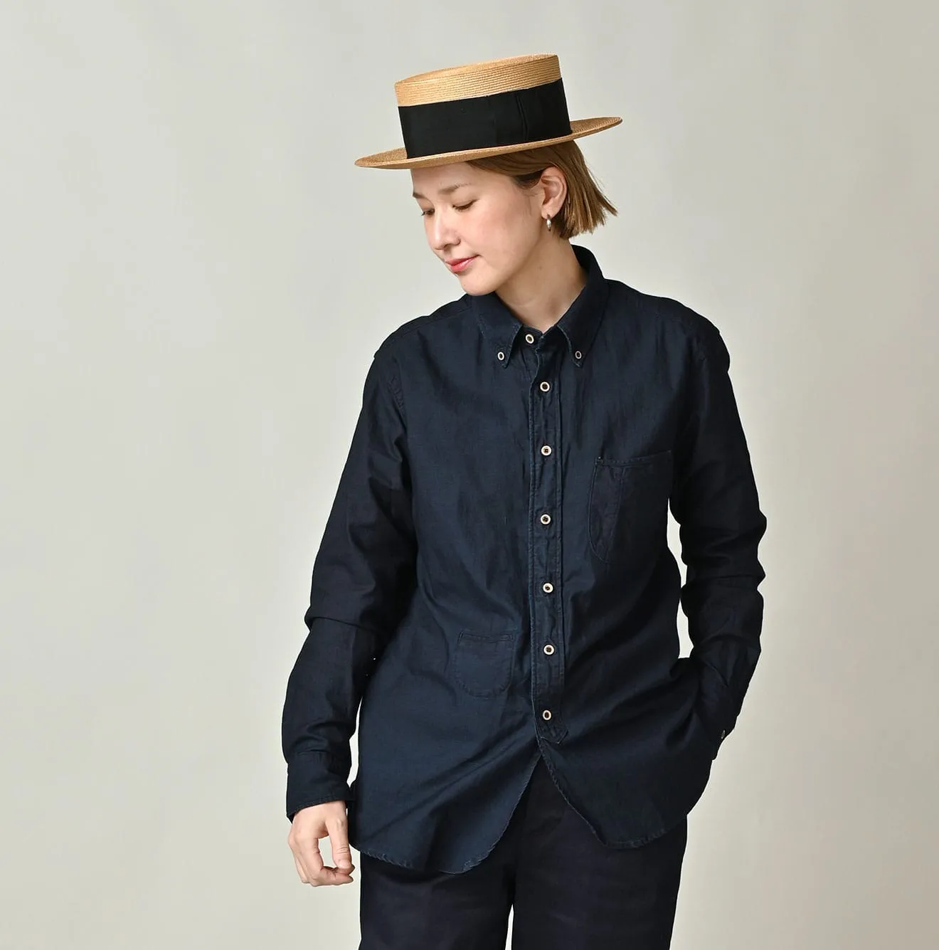 Indigo Supima Oxford 908 Loafer Shirt sold by 45r product image thumbnail 4
