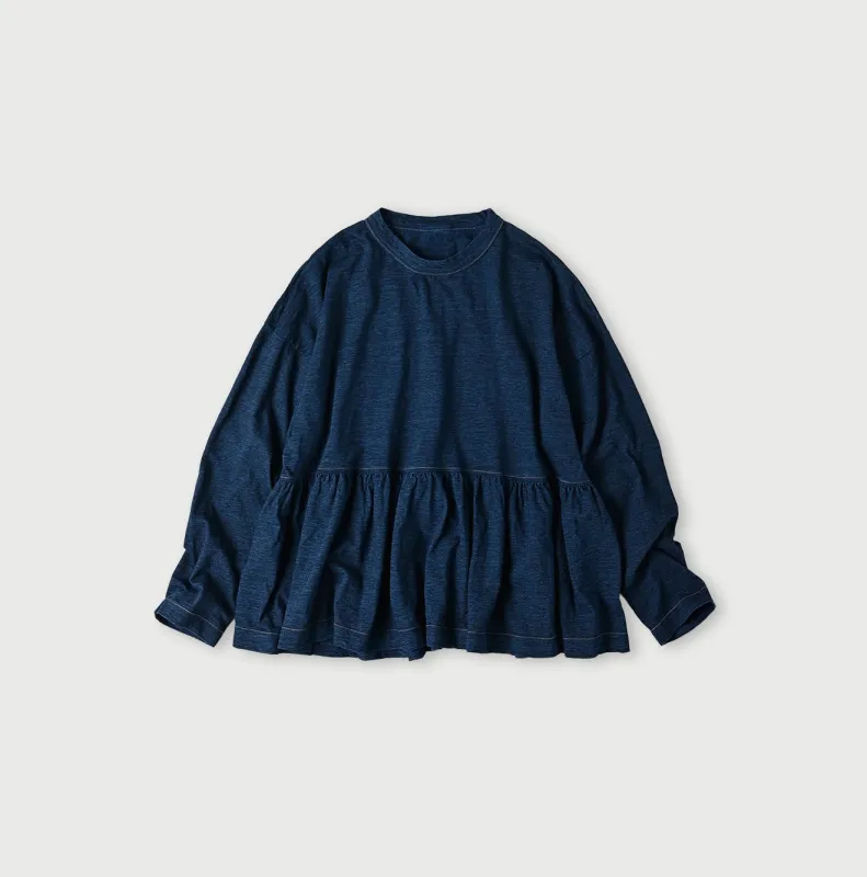 Indigo Tenjiku Frilled T-shirt made by 45r