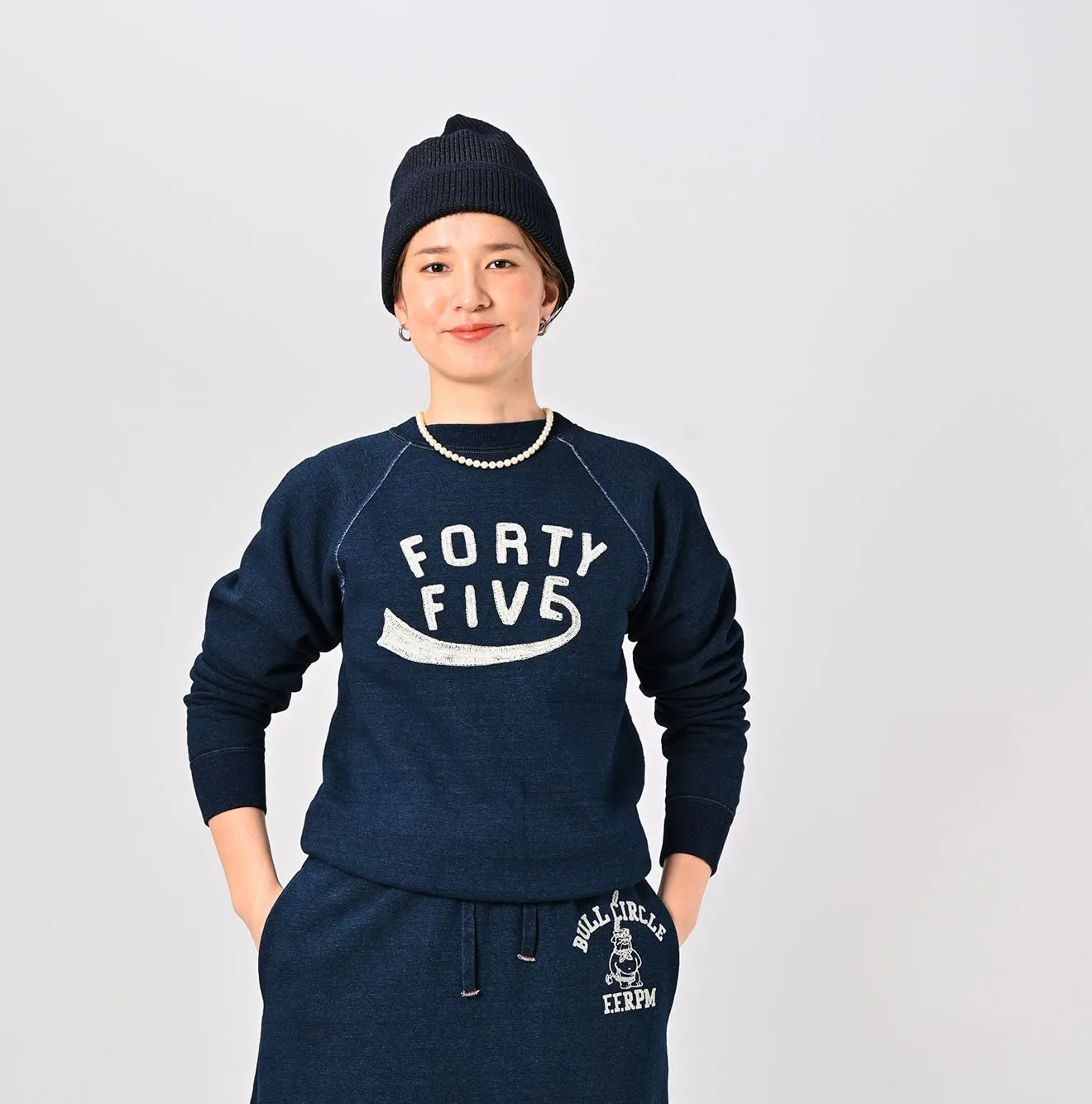 Indigo Cotton Fleece Raglan Sweatshirt sold by 45r product image thumbnail 4