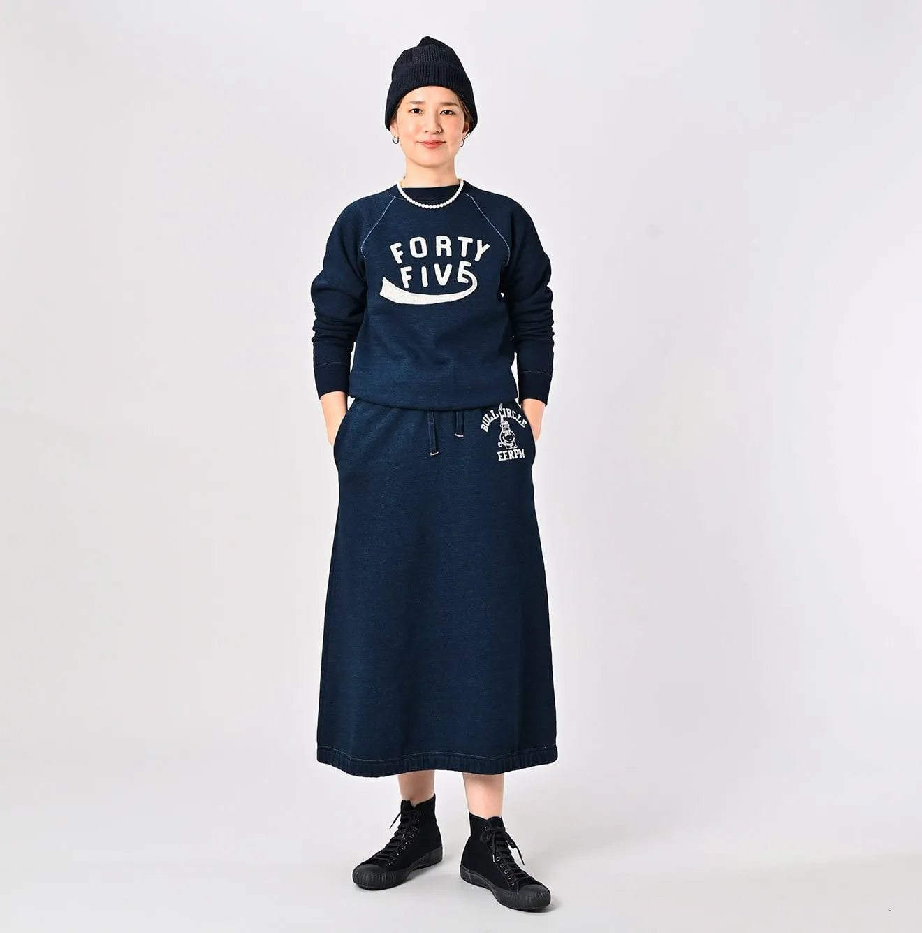 Indigo Cotton Fleece Raglan Sweatshirt sold by 45r product image thumbnail 2