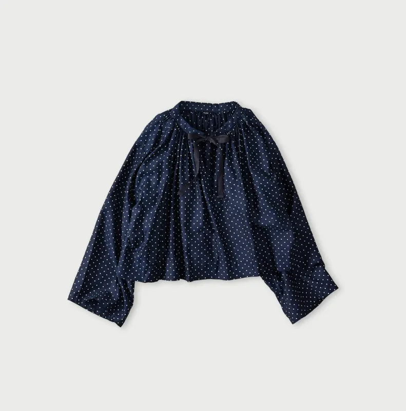 Indigo Chouchou Dot Smocking Blouse made by 45r