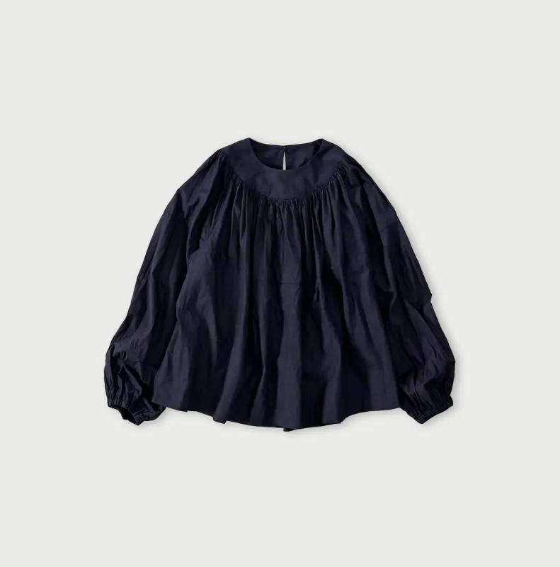 Indigo Supima Batiste Tuck-Gather Blouse made by 45r